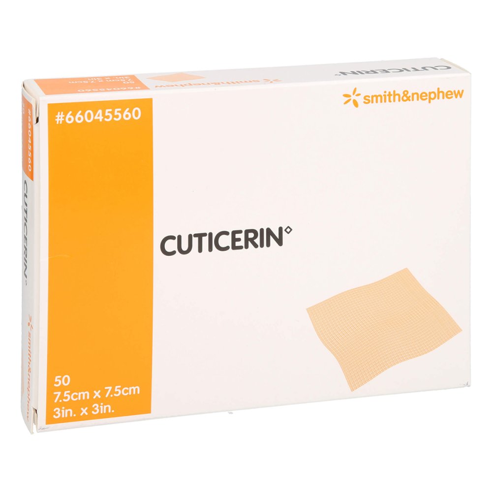 Das Produktfoto zeigt Cuticerin 7,5x7,5 Cm Gaze M.Salbenbeschichtung (50 stk) PZN 09680396