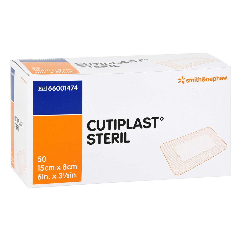 Das Produktfoto zeigt Cutiplast Steril Wundverband 8x15 Cm (50 stk) PZN 09680433