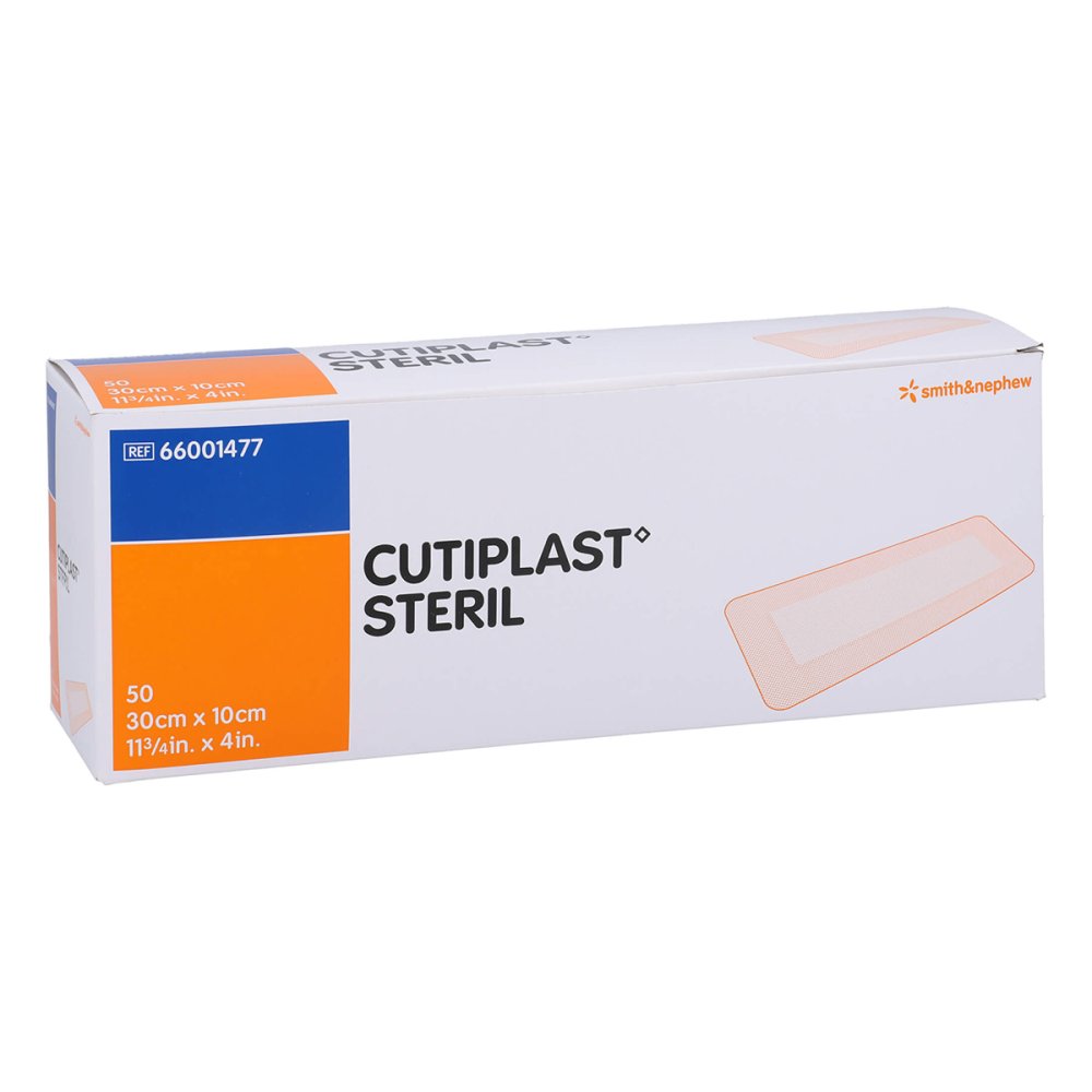Das Produktfoto zeigt Cutiplast Steril Wundverband 10x30 Cm (50 stk) PZN 09680479
