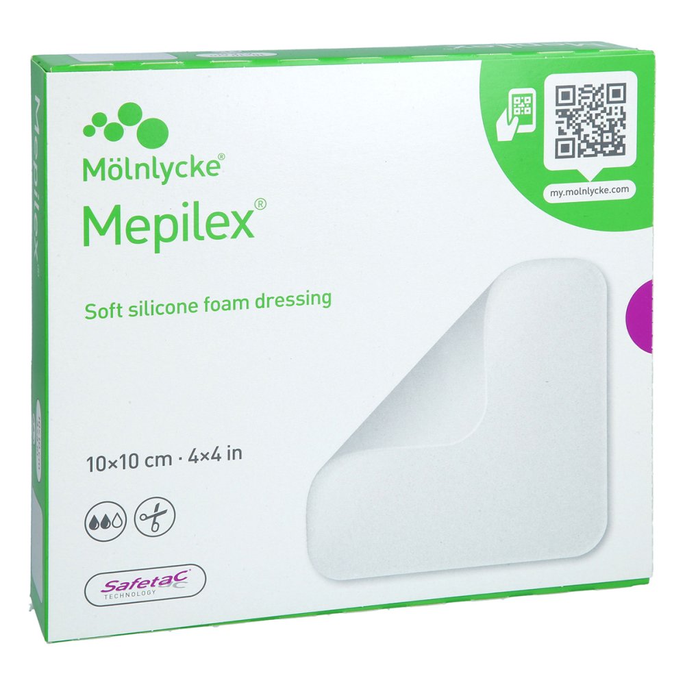 Das Produktfoto zeigt Mepilex 10x10 Cm Schaumverband (5 stk) PZN 09680723