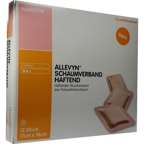 Das Produktfoto zeigt Allevyn Schaumverband 17x18 Cm Haftend (12 stk) PZN 09686571