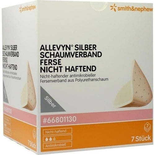 Das Produktfoto zeigt Allevyn Silber Schaumverb.Ferse 10,5x13,5cm N.Haft (7 stk) PZN 09686743