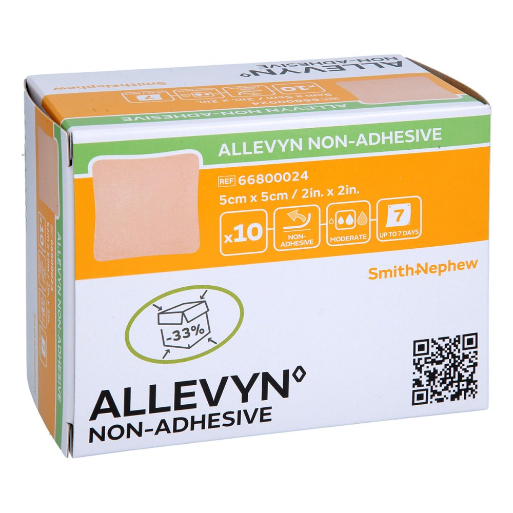 Das Produktfoto zeigt Allevyn Non Adhesive 5x5 Cm Wundverband (10 stk) PZN 09694257