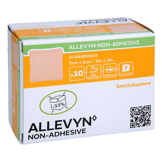 Das Produktfoto zeigt Allevyn Non Adhesive 5x5 Cm Wundverband (10 stk) PZN 09694257