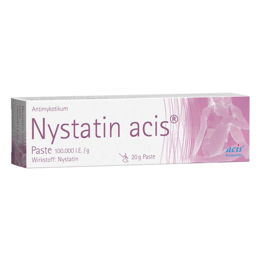 Das Produktfoto zeigt Nystatin Acis Paste (20 g) PZN 09704286
