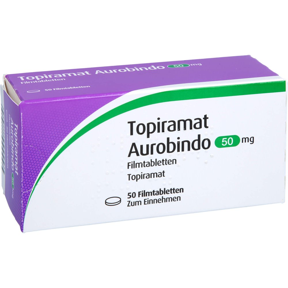 Das Produktfoto zeigt Topiramat Aurobindo 50 Mg Filmtabletten (50 stk) PZN 09713799