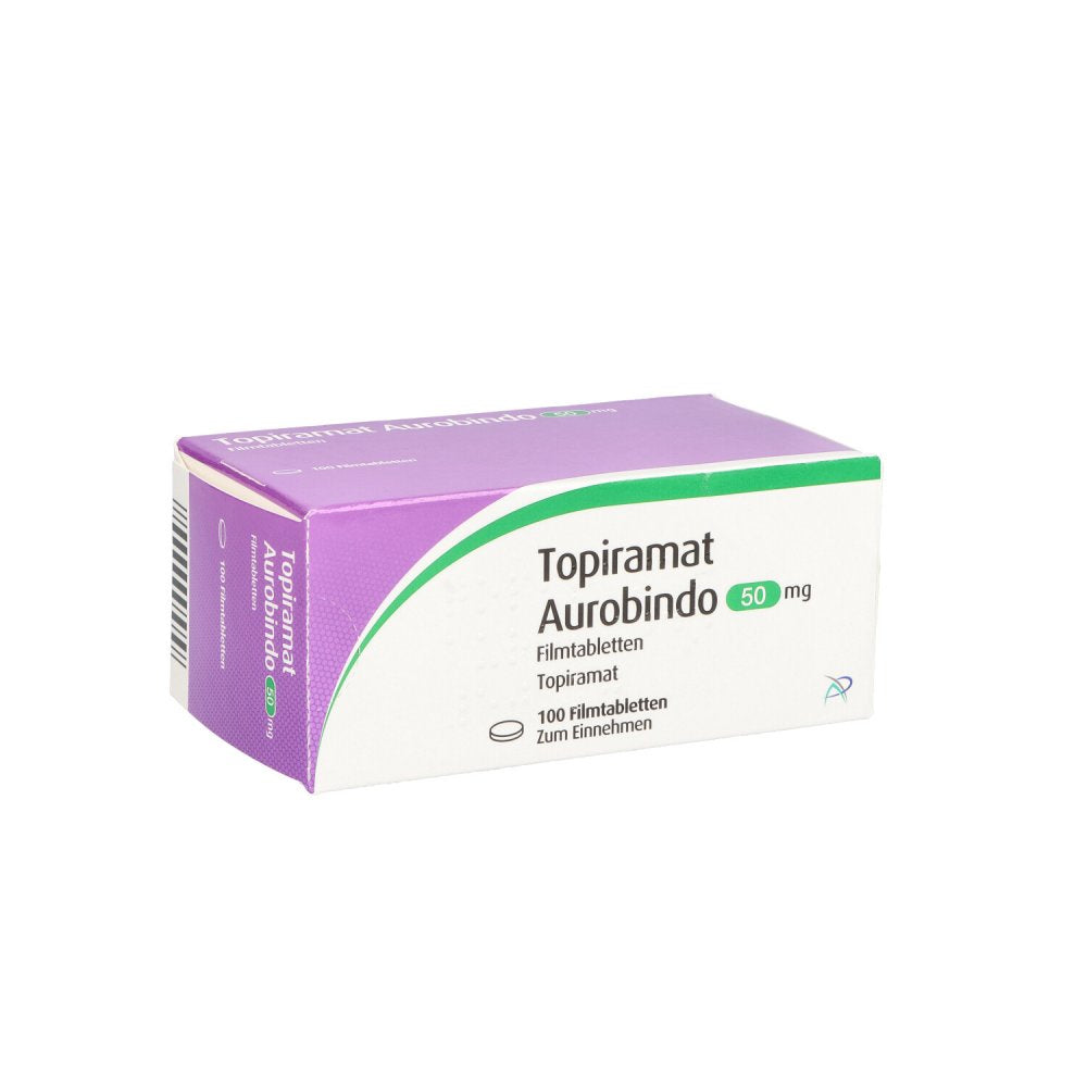 Das Produktfoto zeigt Topiramat Aurobindo 50 Mg Filmtabletten (100 stk) PZN 09713807