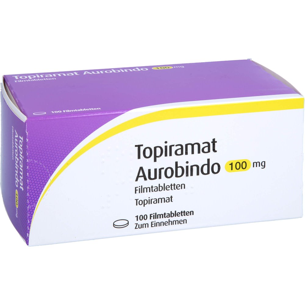 Das Produktfoto zeigt Topiramat Aurobindo 100 Mg Filmtabletten (100 stk) PZN 09713842