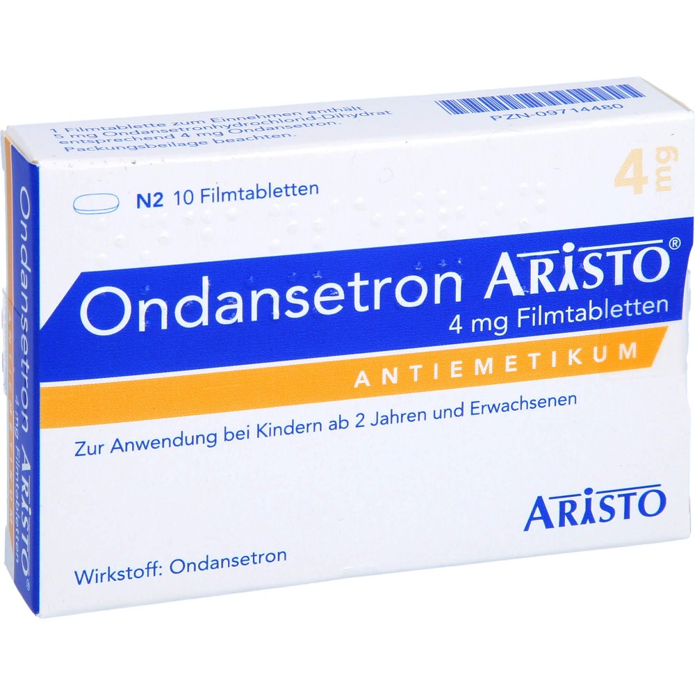 Das Produktfoto zeigt Ondansetron Aristo 4 Mg Filmtabletten (10 stk) PZN 09714480