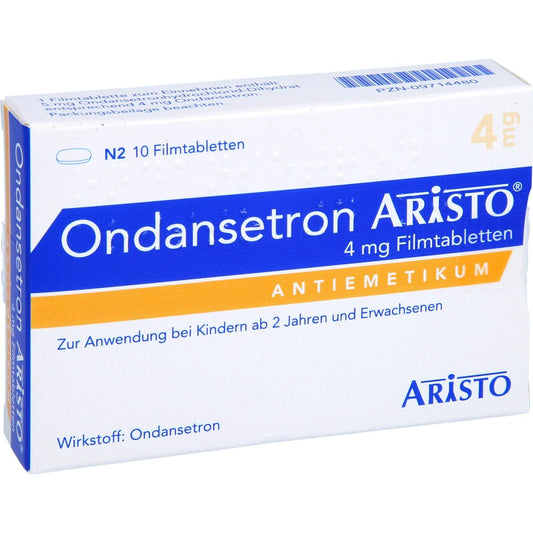Das Produktfoto zeigt Ondansetron Aristo 4 Mg Filmtabletten (10 stk) PZN 09714480