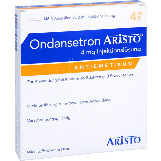 Das Produktfoto zeigt Ondansetron Aristo 4 Mg Injektionslösung (5 stk) PZN 09714505