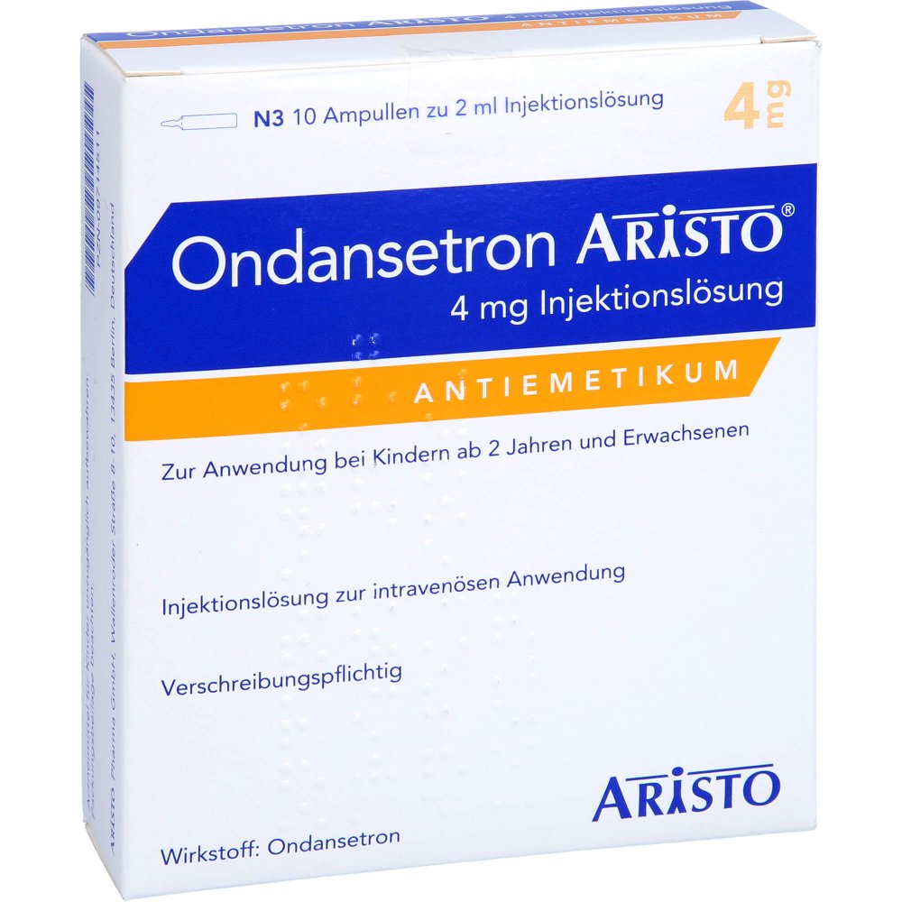 Das Produktfoto zeigt Ondansetron Aristo 4 Mg Injektionslösung (10 stk) PZN 09714511