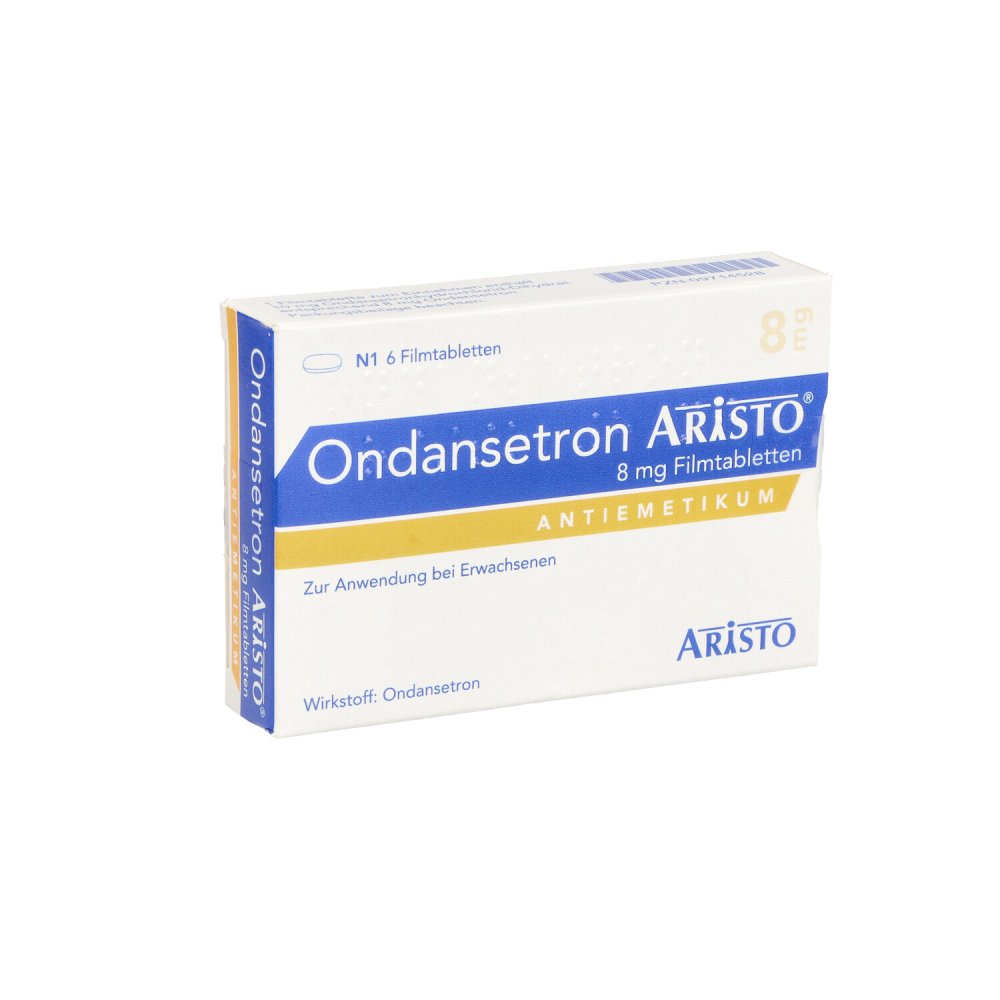 Das Produktfoto zeigt Ondansetron Aristo 8 Mg Filmtabletten (6 stk) PZN 09714528