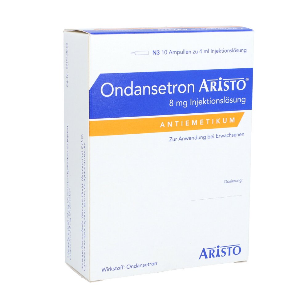 Das Produktfoto zeigt Ondansetron Aristo 8 Mg Injektionslösung (10 stk) PZN 09714563