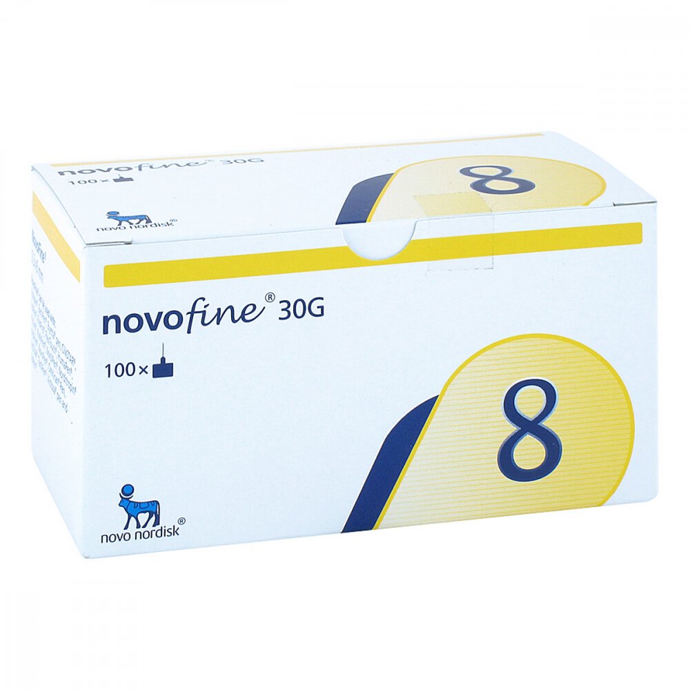 Das Produktfoto zeigt Novofine Nadeln 0,30x8 Mm (100 stk) PZN 09717768
