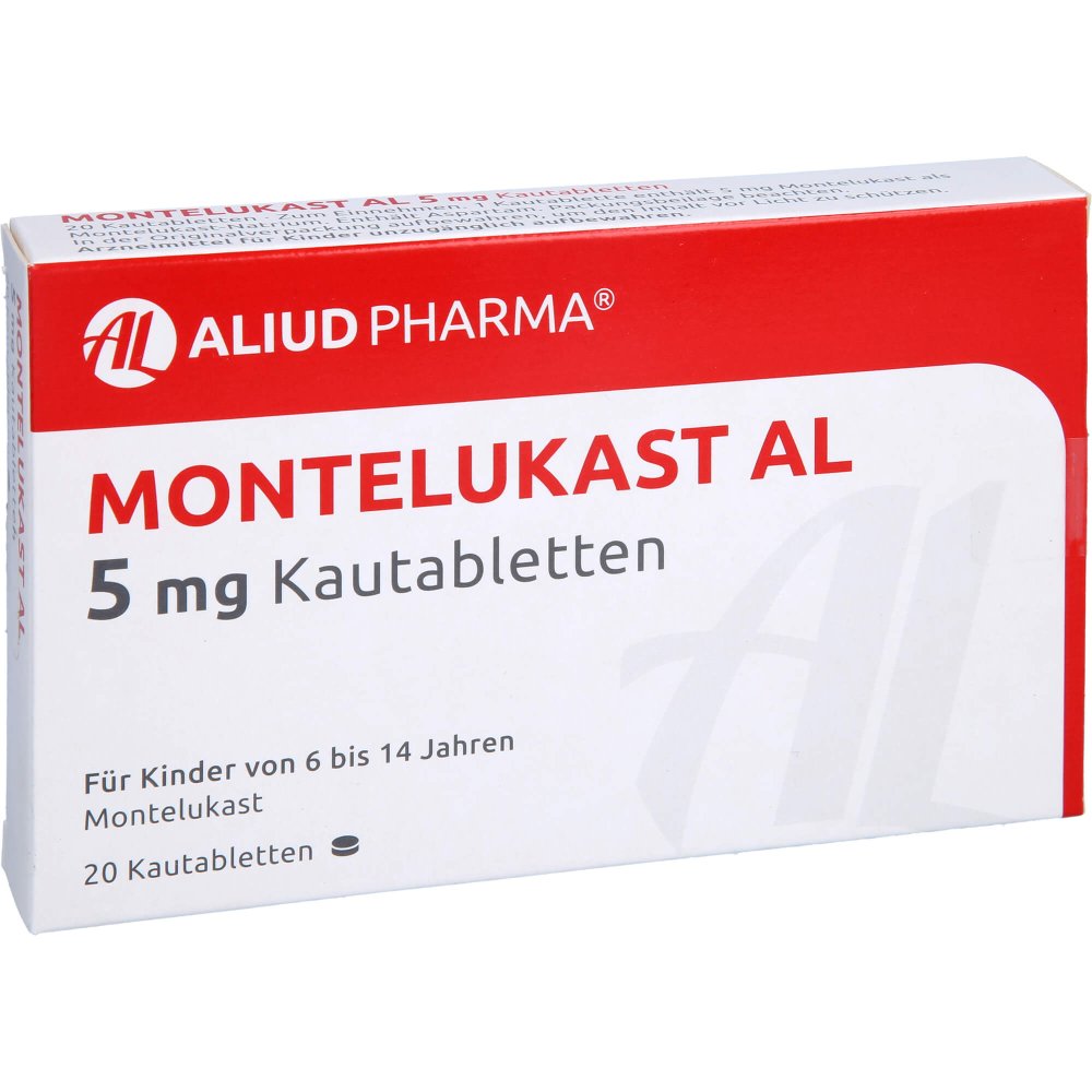 Das Produktfoto zeigt Montelukast Al 5 Mg Kautabletten (20 stk) PZN 09718420
