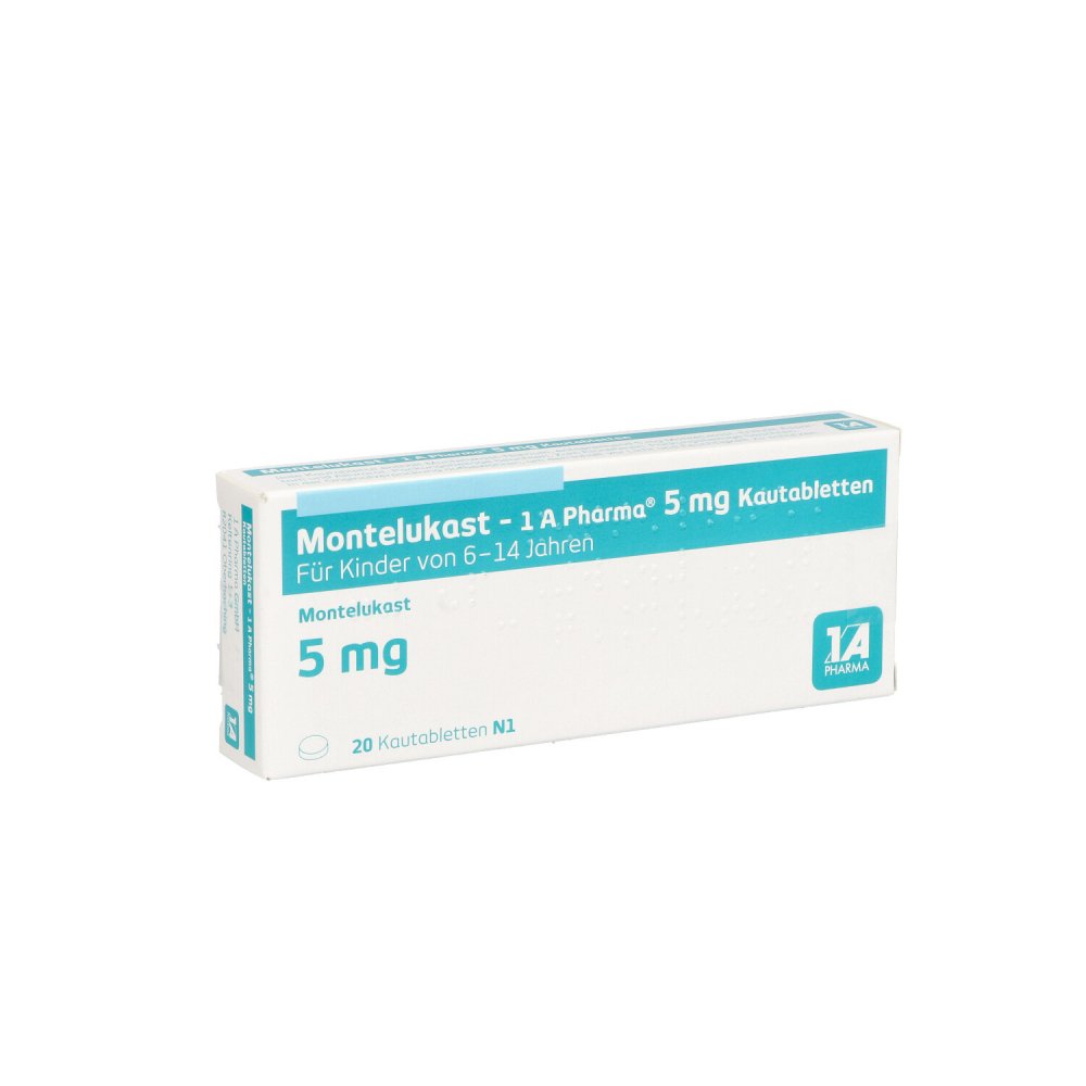 Das Produktfoto zeigt Montelukast-1a Pharma 5 Mg Kautabletten (20 stk) PZN 09731805