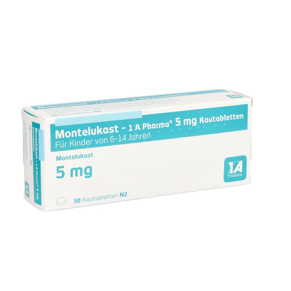 Das Produktfoto zeigt Montelukast-1a Pharma 5 Mg Kautabletten (50 stk) PZN 09731811