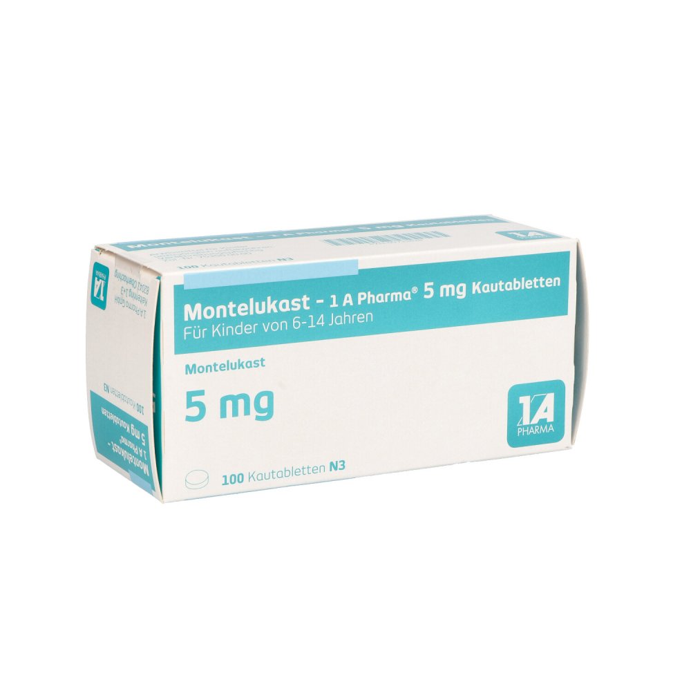 Das Produktfoto zeigt Montelukast-1a Pharma 5 Mg Kautabletten (100 stk) PZN 09731828