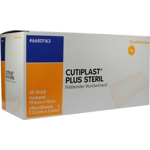 Das Produktfoto zeigt Cutiplast Plus Steril 10x19,8 Cm Verband (55 stk) PZN 09732609