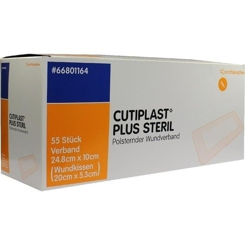 Das Produktfoto zeigt Cutiplast Plus Steril 10x24,8 Cm Verband (55 stk) PZN 09732615
