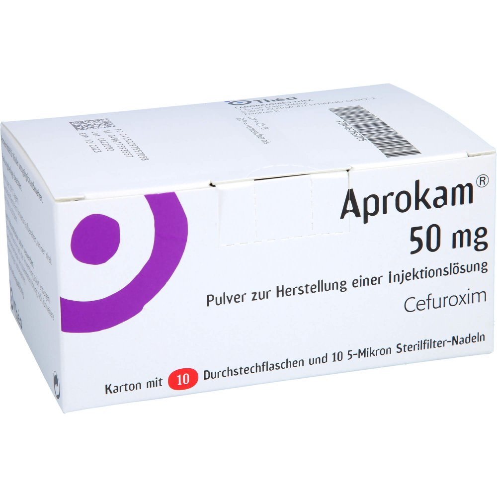Das Produktfoto zeigt Aprokam 50 Mg Pulver Z.Herst.E.Injektionslösung (10 stk) PZN 09755705