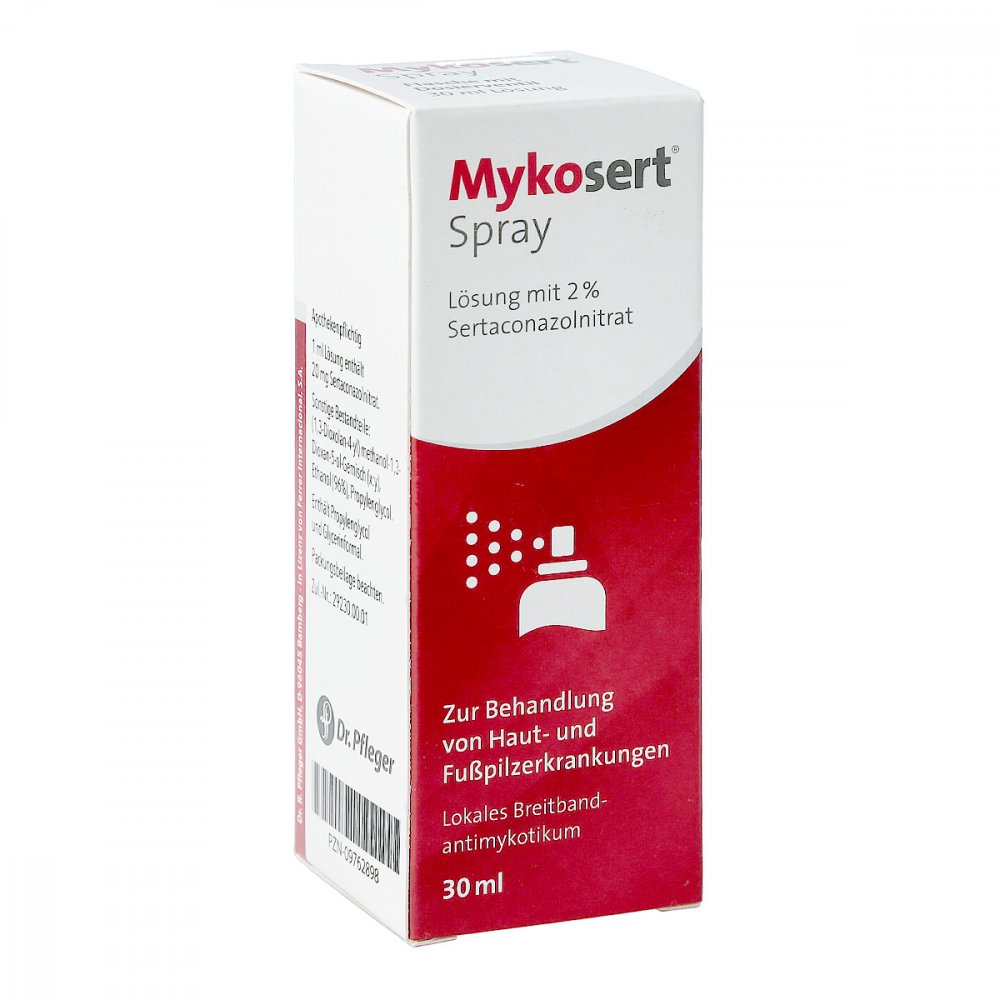 Das Produktfoto zeigt Mykosert Spray (30 ml) PZN 09762898