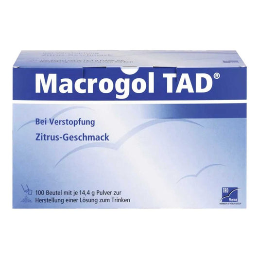 Das Produktfoto zeigt Macrogol Tad Pulver (100 stk) PZN 09775895