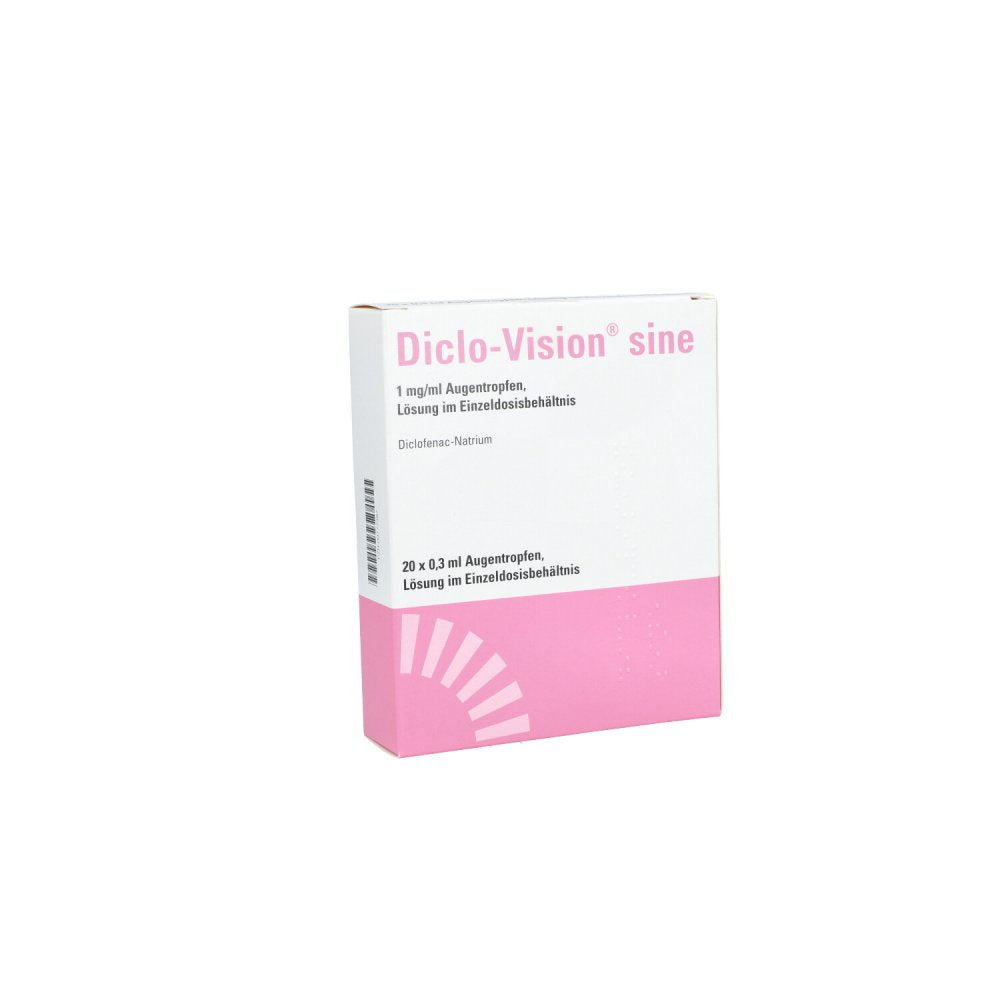 Das Produktfoto zeigt Diclo-Vision Sine 1mg/Ml Augentr. Single-Dose Unit (20X0.3 ml) PZN 09777397