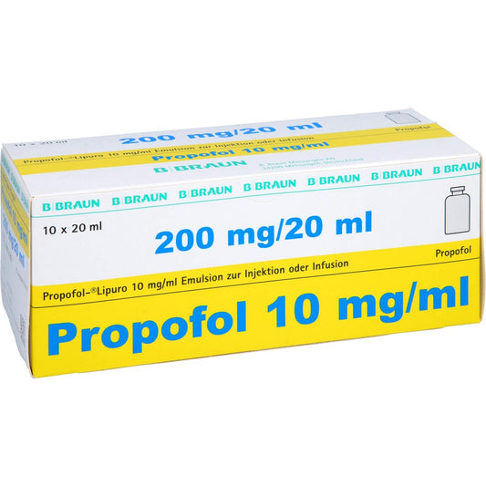 Das Produktfoto zeigt Propofol Lipuro 1% 10mg/Ml Emuls.Z.Inj.O.Inf.Dsfl. (10X20 ml) PZN 09777517