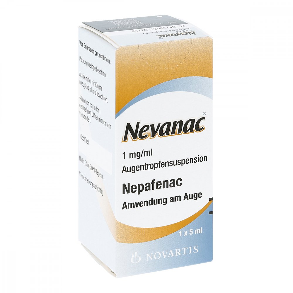 Das Produktfoto zeigt Nevanac 1 Mg/Ml Augentropfensuspension (5 ml) PZN 09779321