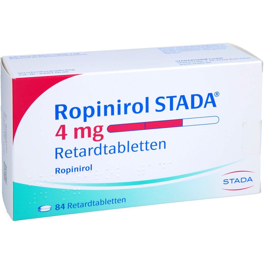 Das Produktfoto zeigt Ropinirol Stada 4 Mg Retardtabletten (84 stk) PZN 09783280