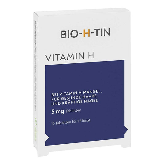 Das Produktfoto zeigt Bio-H-Tin Vitamin H 5 Mg Für 1 Monat Tabletten (15 stk) PZN 09900449