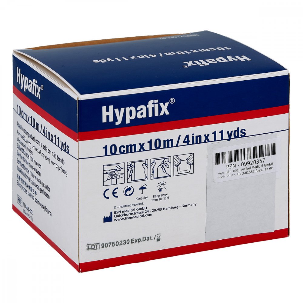 Das Produktfoto zeigt Hypafix Klebevlies Hypoallergen 10 Cmx10 M (1 stk) PZN 09920357