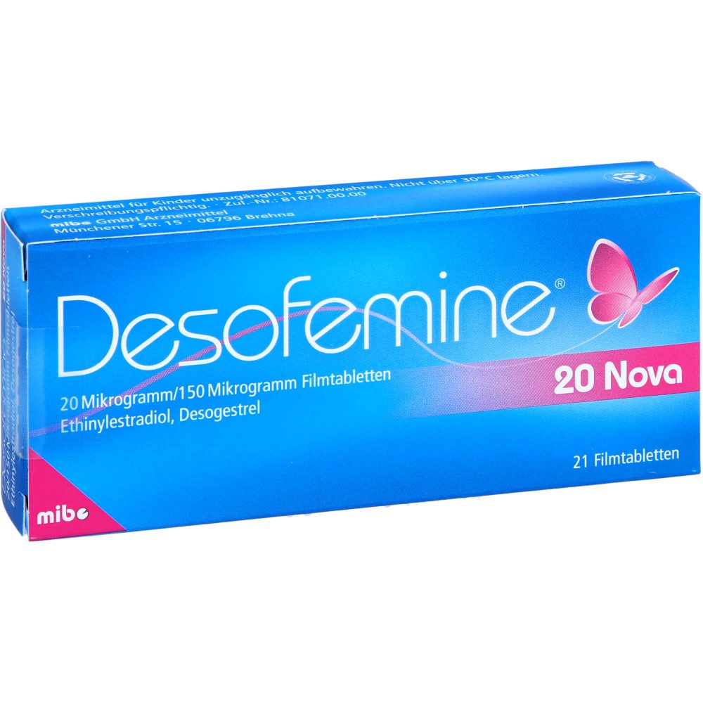 Das Produktfoto zeigt Desofemine 20 Nova 20 Μg/150 Μg Filmtabletten (21 stk) PZN 09925610