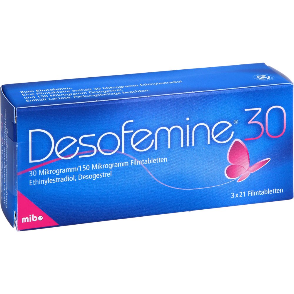 Das Produktfoto zeigt Desofemine 30 30 Μg/150 Μg Filmtabletten (3X21 stk) PZN 09925662