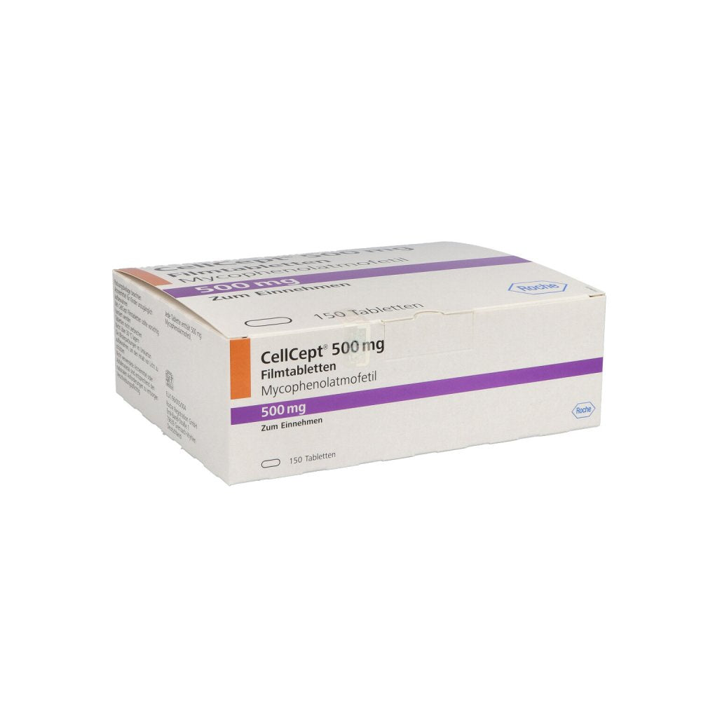 Das Produktfoto zeigt Cellcept 500 Mg Filmtabletten (150 stk) PZN 09929631