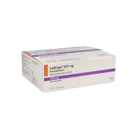 Das Produktfoto zeigt Cellcept 500 Mg Filmtabletten (150 stk) PZN 09929631