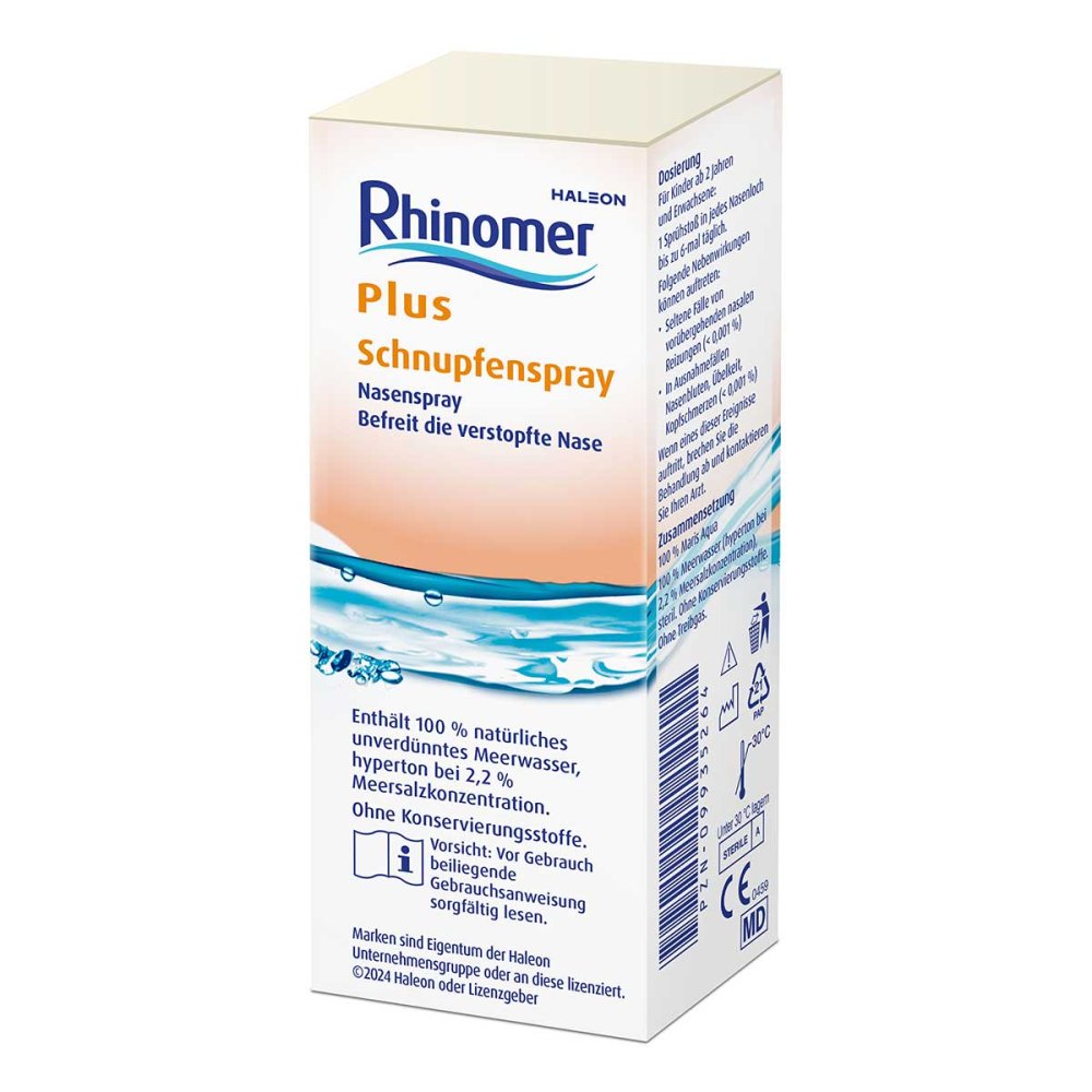 Das Produktfoto zeigt Rhinomer Plus Schnupfenspray (20 ml) PZN 09935264
