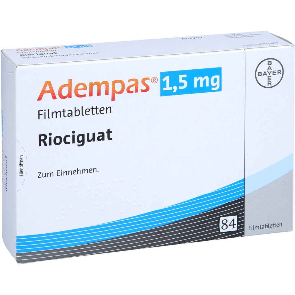 Das Produktfoto zeigt Adempas 1,5 Mg Filmtabletten (84 stk) PZN 10002879