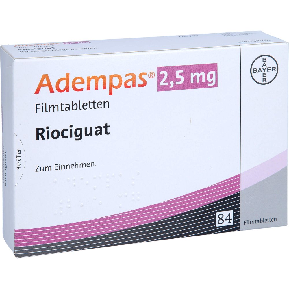 Das Produktfoto zeigt Adempas 2,5 Mg Filmtabletten (84 stk) PZN 10002922