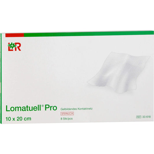 Das Produktfoto zeigt Lomatuell Pro 10x20 Cm Steril (8 stk) PZN 10005122