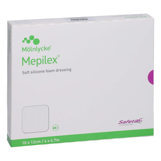 Das Produktfoto zeigt Mepilex 10x12 Cm Schaumverband (5 stk) PZN 10006914