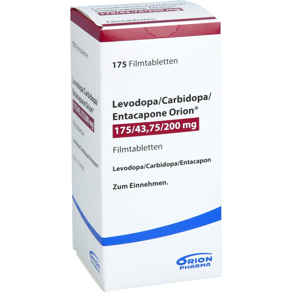 Das Produktfoto zeigt Levodopa/Carbidopa/Entacapone Orion 175/43,75/200 (175 stk) PZN 10018337