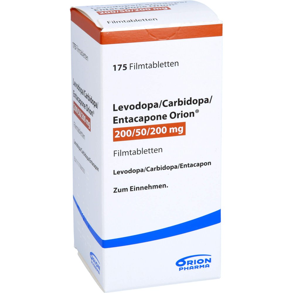Das Produktfoto zeigt Levodopa/Carbidopa/Entacapone Orion 200/50/200 (175 stk) PZN 10018366
