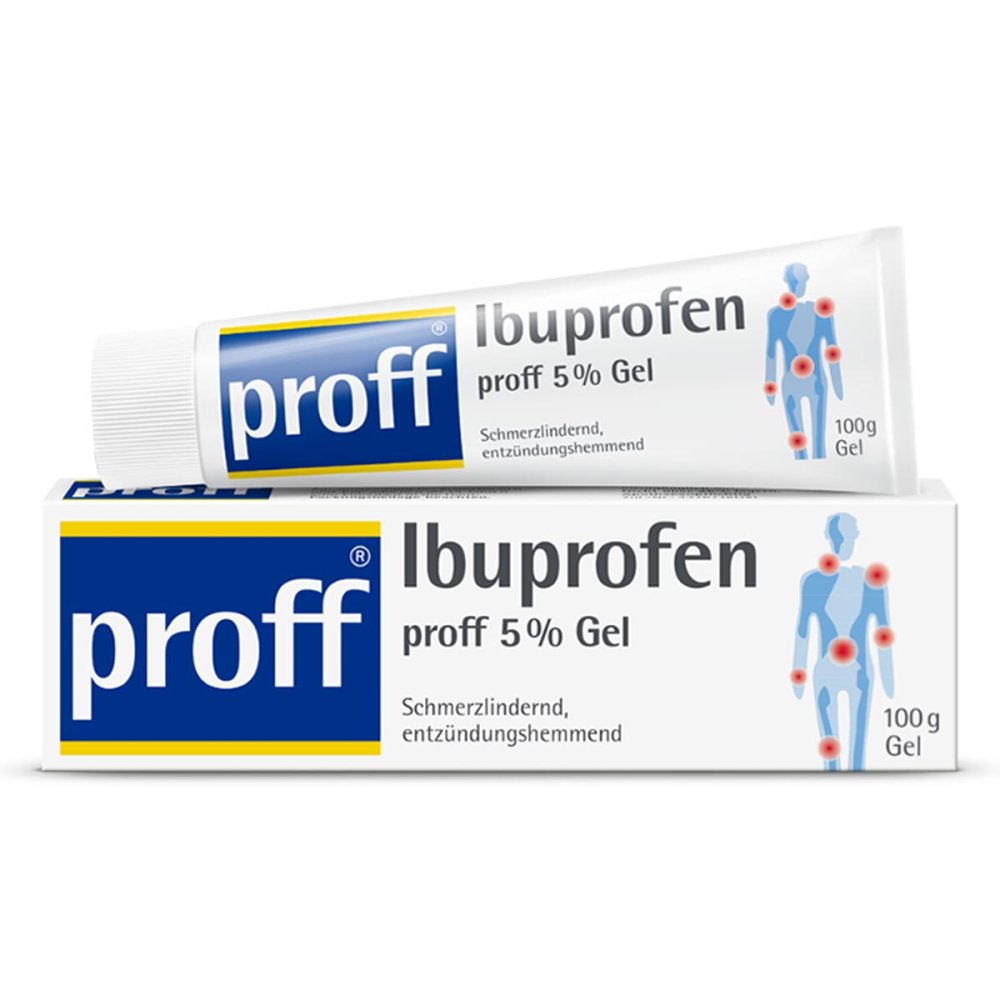 Das Produktfoto zeigt Ibuprofen Proff 5% Gel (100 g) PZN 10042092