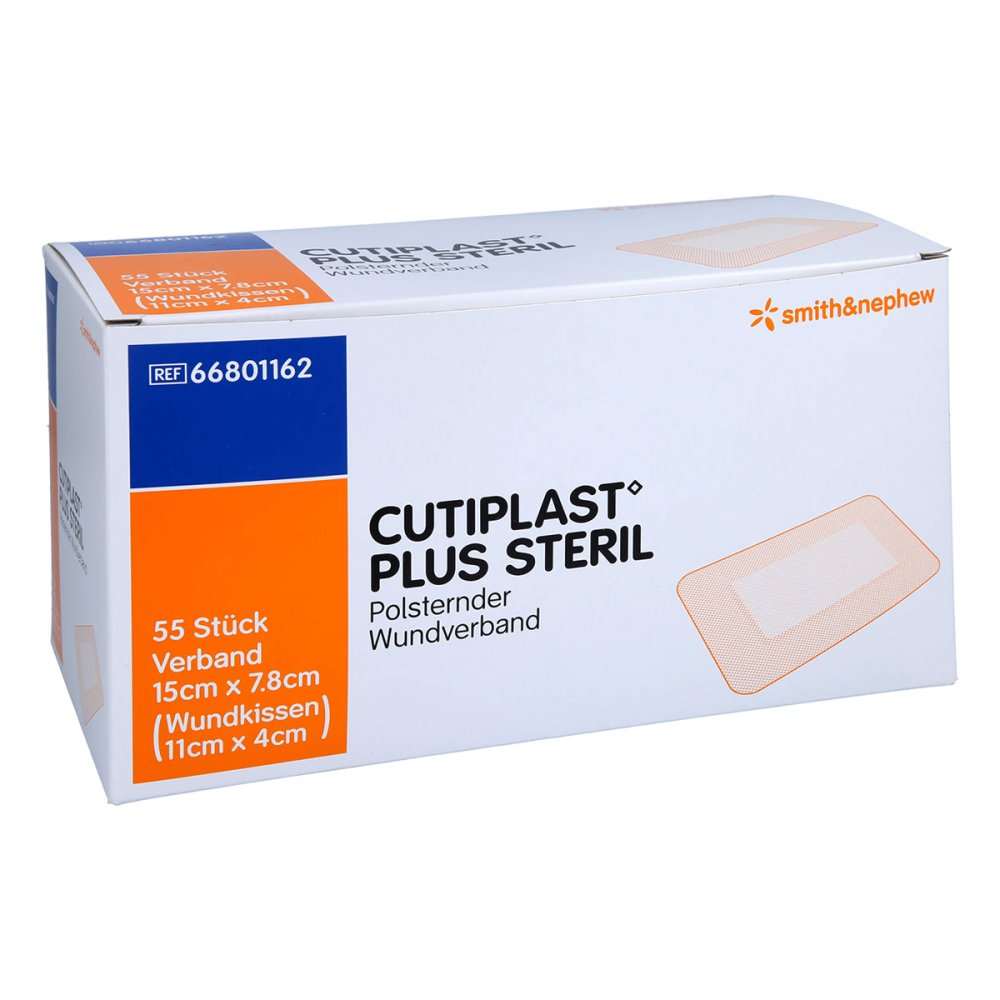 Das Produktfoto zeigt Cutiplast Plus Steril 7,8x15 Cm Verband (55 stk) PZN 10046138