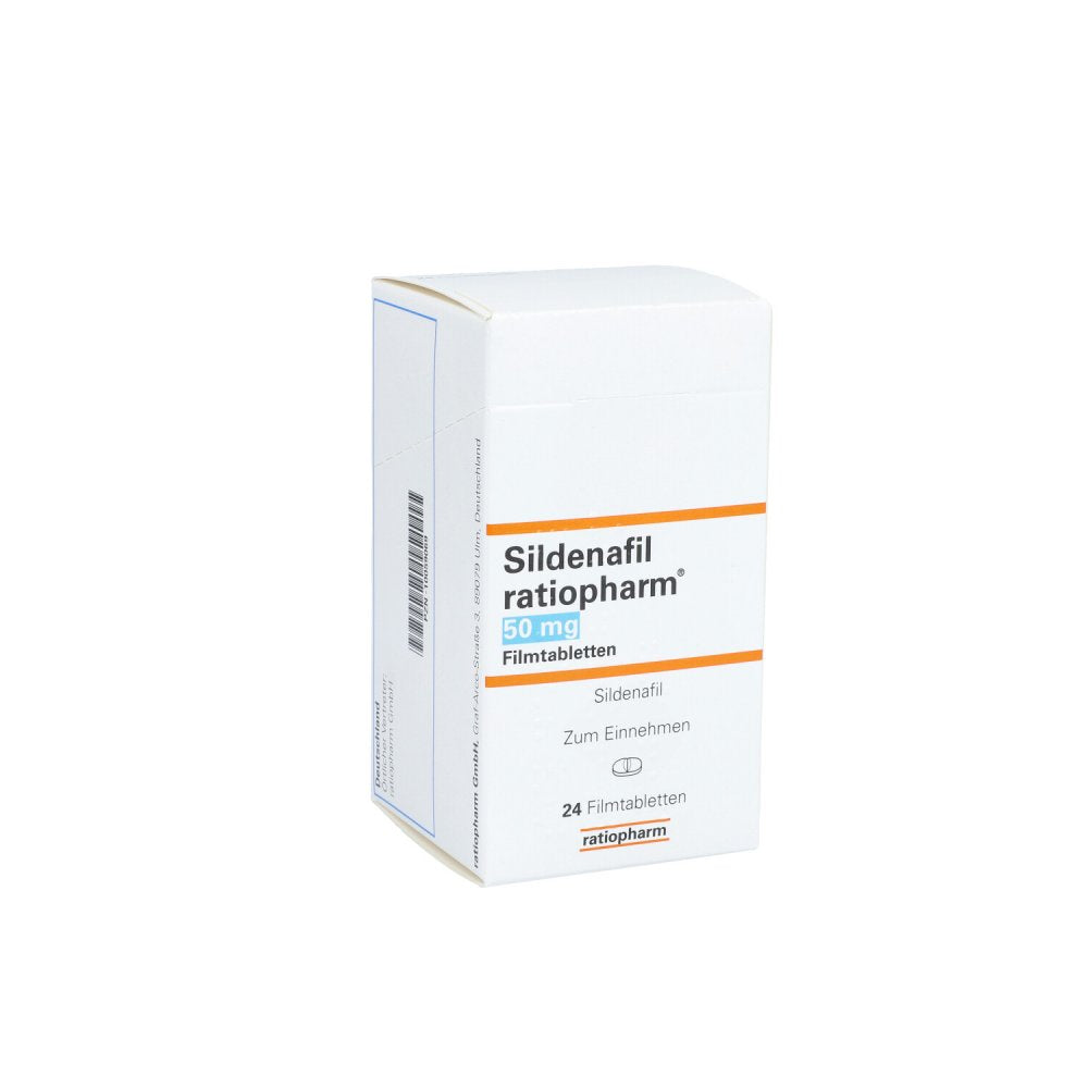 Das Produktfoto zeigt Sildenafil Ratiopharm 50 Mg Filmtabletten (24 stk) PZN 10059069