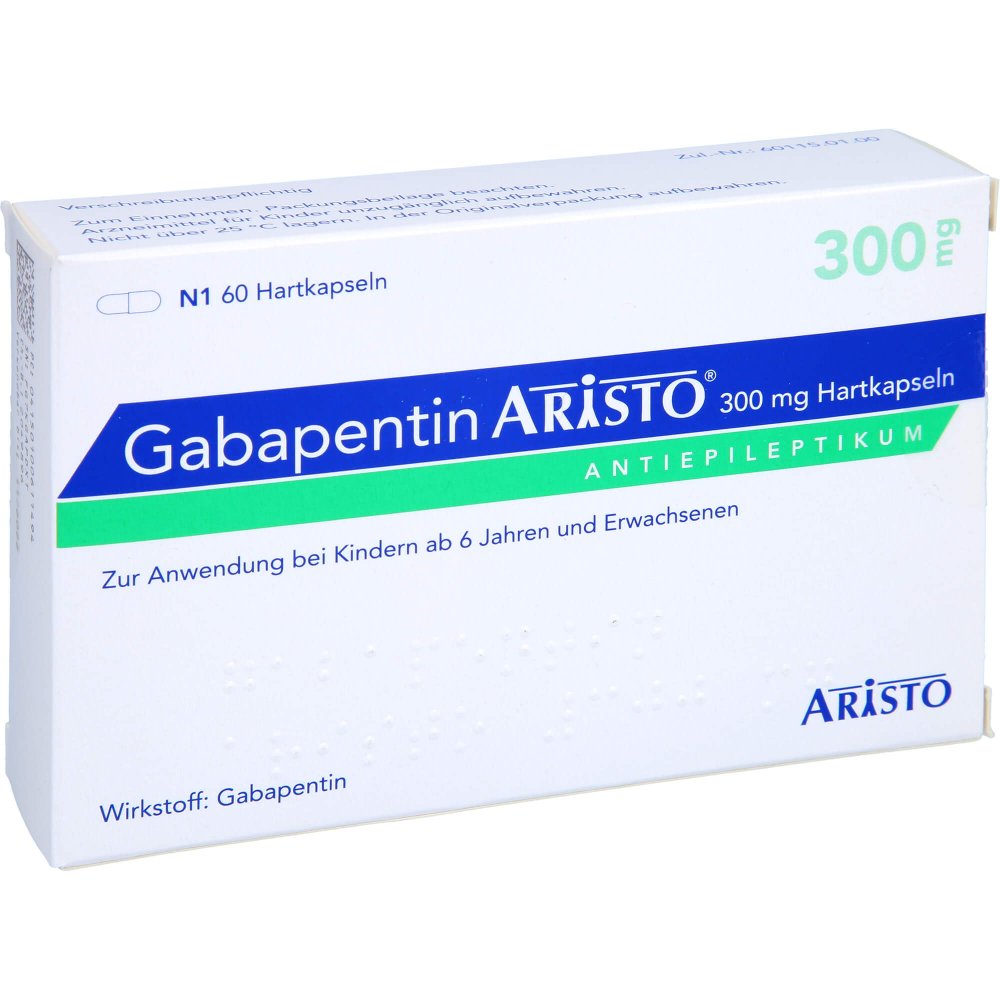 Das Produktfoto zeigt Gabapentin Aristo 300 Mg Hartkapseln (60 stk) PZN 10061149