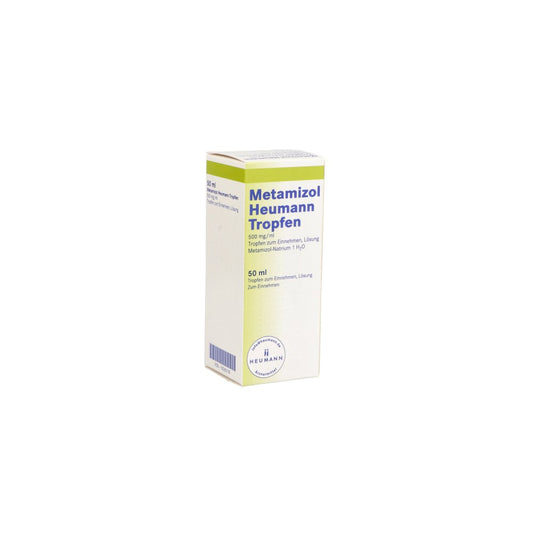 Das Produktfoto zeigt Metamizol Heumann Tropfen 500 Mg/Ml (50 ml) PZN 10065118